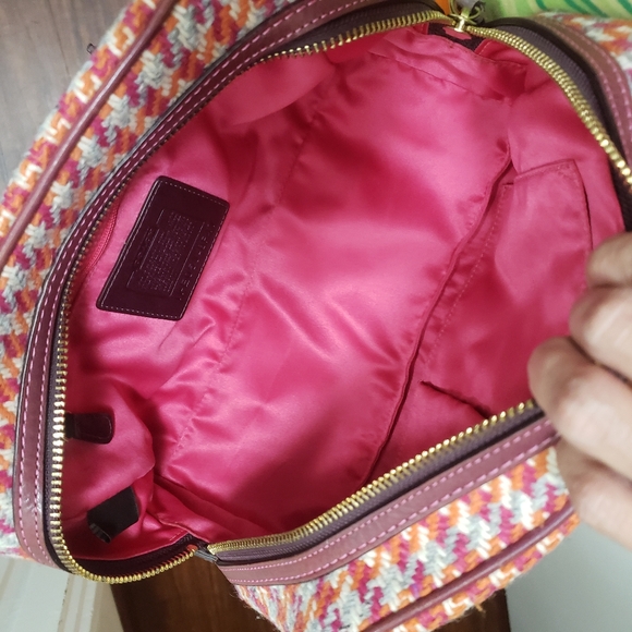 Vtg COACH Limited Edition Hamptons tweed Houndstooth Satchel RARE - Picture 9 of 15